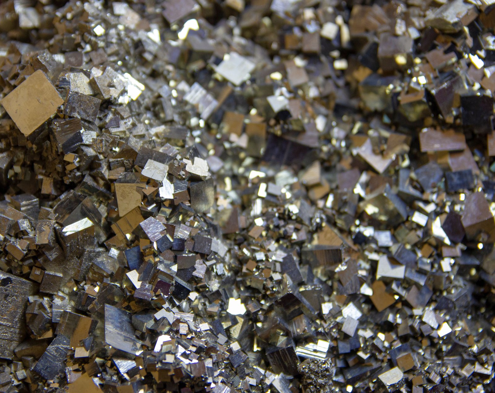 Pyrite, cubes dorés métalliques