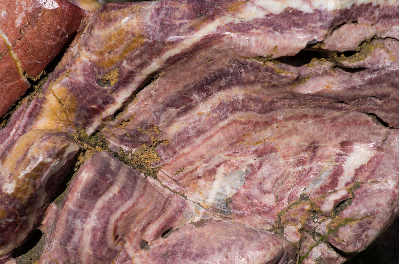 Rhodonite, rose veiné de noir